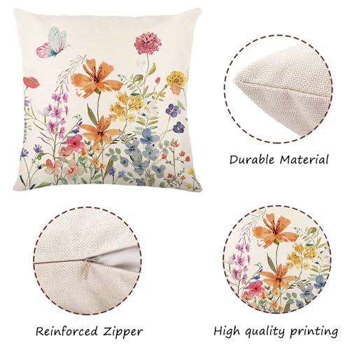 ONFAON Spring Decorations for Home - Spring Pillow Covers 18x18, Outdoor Pillow Covers Springtime Farmhouse Throw Pillow C...