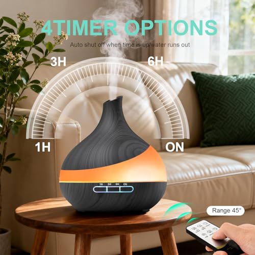 TDZXQQ Essential Oil Diffuser for Women, 500ml Aromatherapy Diffuser:14-Color LED, Dual Mist 30/60ml/h, Remote Control, Au...