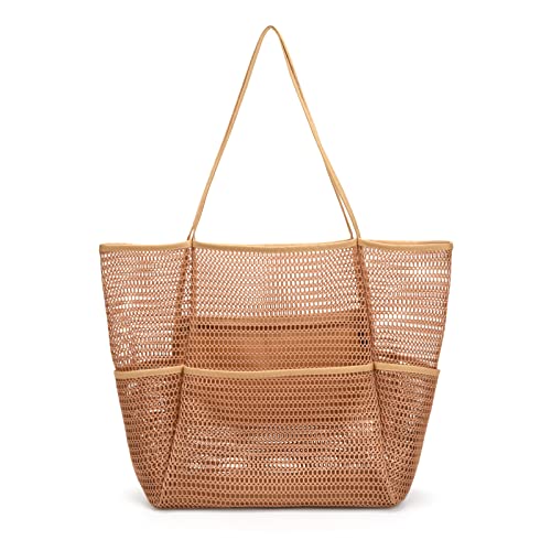Tainehs Beach Bag - Mesh Tote Bag Beach Vacation Clothes for Women Pool Bag for Travel Pool Family Cruise Essentials 2026