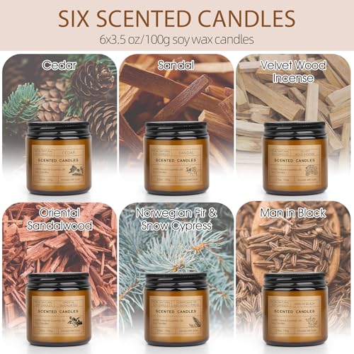 6 Pack Scented Candles Set | Candles for Home Scented, Candles Gifts Set for Women Men, Long Lasting Soy Wax Candle, Aroma...