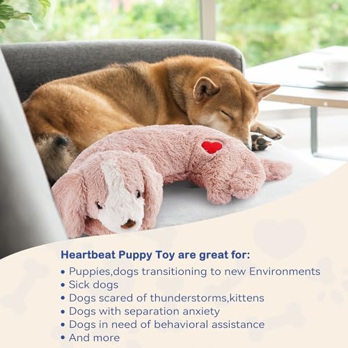 Moropaky Heartbeat Toy Puppy Heartbeat Stuffed Toy for Dog Calming Aid, Heartbeat Puppy Toy for Pets Anxiety Relief, Dog C...