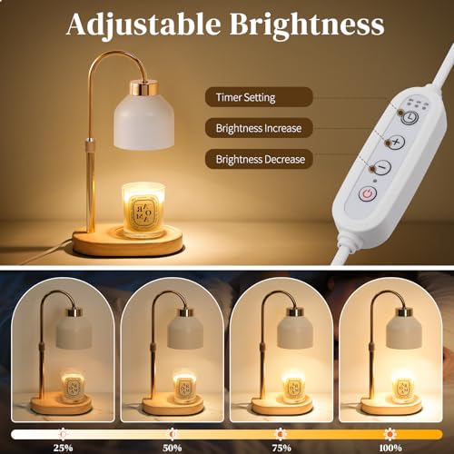 Seniny Electric Candle Warmer Lamp with Timer Dimmable, Adjustable Height Lamp Candle Warmer for Jar Candles, Home Decor W...