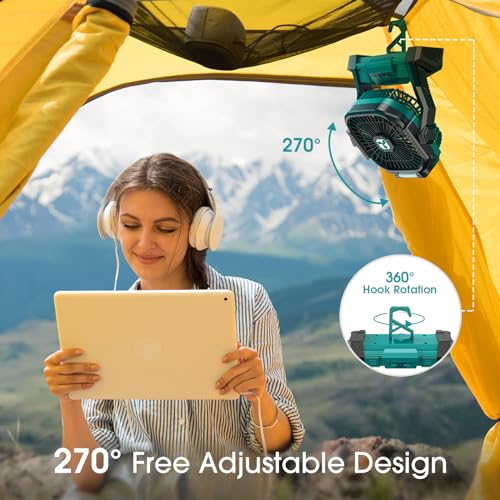 ONLYNEW Portable Fan Rechargeable, 20000mAh Cordless Battery Powered Fan with LED Lantern, USB C Battery Operated for Trav...