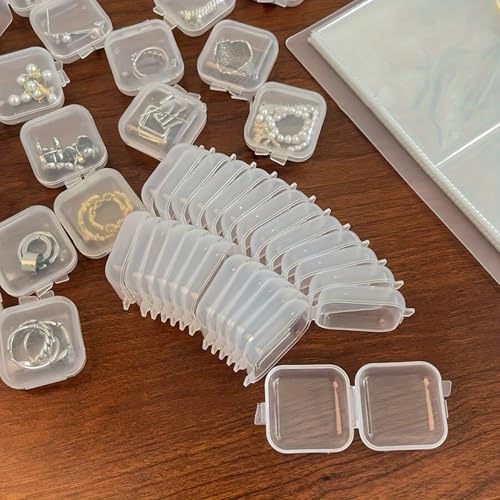Moritic 40Pcs Mini Jewelry Storage Containers, 1.37 x 1.37 x 0.7 Inches,Clear Plastic Cases for Pearl Bracelets and Small ...