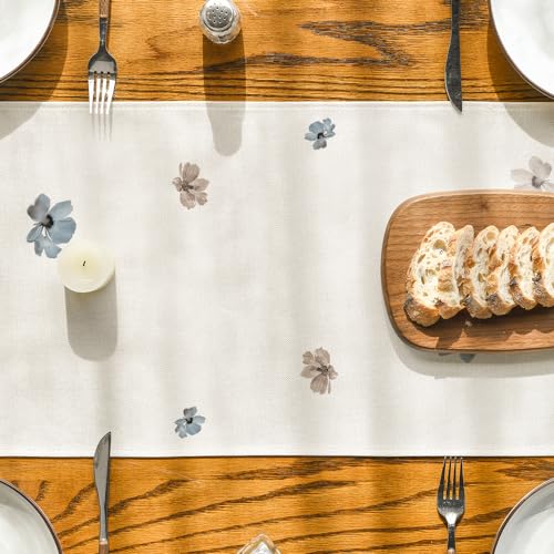 Artoid Mode Brown Poppy Floral Leaves Spring Table Runner, Seasonal Summer Kitchen Dining Table Decoration for Home Party ...