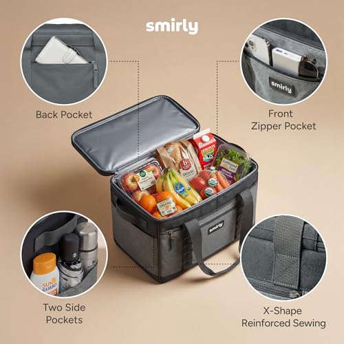 SMIRLY Cooler Bags Insulated – Collapsible Cooler, Portable Leakproof and Soft Sided - Large Foldable Ice Chest for Campin...