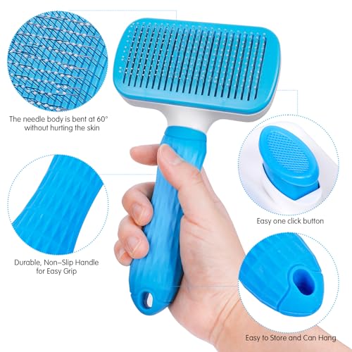 PWOD Dog & Cat Brush, Self Cleaning Slicker Brush for Pets, Upgraded Dog Brush for Shedding Massaging and Grooming, Remove...