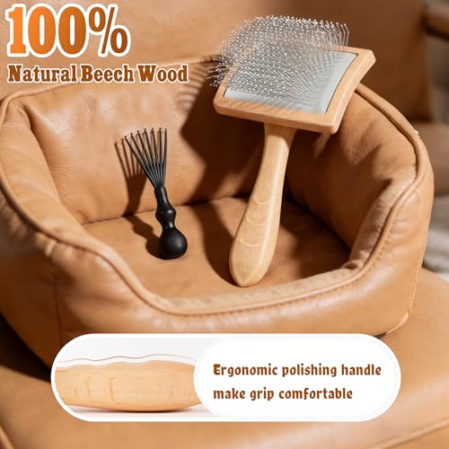 GROOMAGE Large Slicker Brush for Dogs & Cats, Professional Dog Grooming Brushes for Poodles & Doodles, Long Pins Natural B...