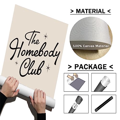 The Homebody Club Wall Art Retro Quote Poster Aesthetic Quotes Wall Decor Beige Aesthetic Art Trendy Funky Quote Posters A...