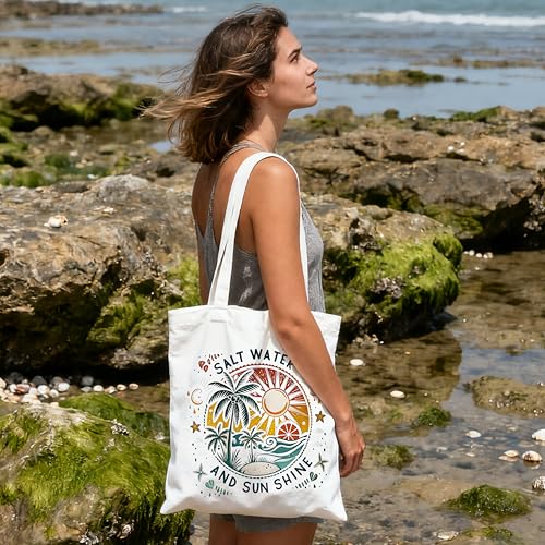AgriFusion Tech Canvas Tote Bag for Women, Wide Comfortable Strap, Lightweight Eco-Friendly Beach & Shopping Tote