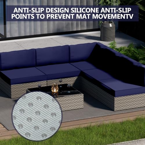 Cethytirko 14 Piece Outdoor Patio Waterproof Cushion Covers, Fits 6-Seat Wicker Rattan Sectional Couch Chair Furniture Cov...