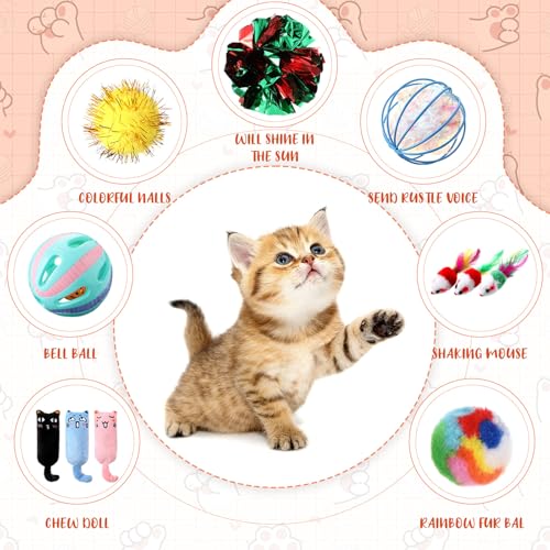 Shappy 150 Pcs Cat Toys for Indoor Cats Bulk, Kitten Toys Pack, Variety Interactive Gift Including Mice Rainbow Balls Spri...
