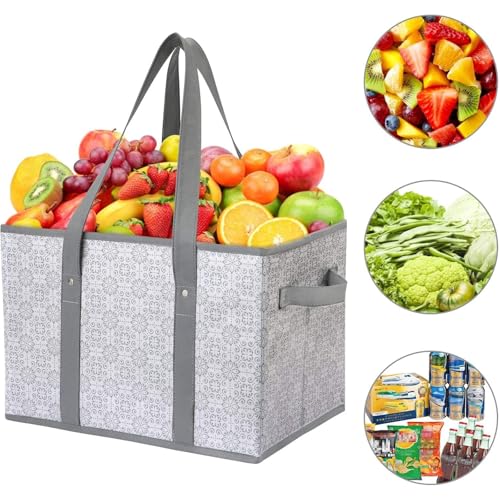 WISELIFE Reusable Grocery Bags [3 Pack],Large Grocery Tote Bag Water Resistant Shopping Bags Foldable Grocery Bag for Clot...