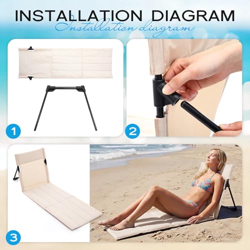 Klyyo Clyro 2 Pcs Foldable Beach Pool Chairs Portable Folding Adjustable Sun Chairs Poolside Seat for Edge of Pool for Bea...