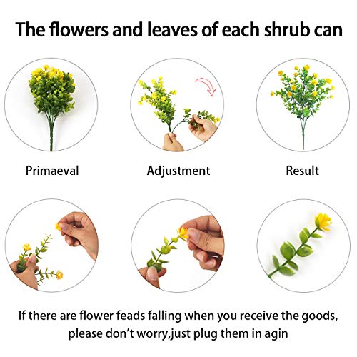 DRT DERUITAI Artificial Flowers Outdoor,UV Resistant Fake Flowers 20 Bundles Faux Outdoor Plants Plastic Flowers Greenery ...