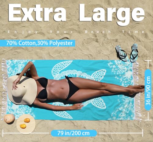 Widdonen Thin Turkish Beach Towel Lightweight Quick Dry Absorbent Cotton Bathroom Bath Pool Swim Towels Extra Large Oversi...