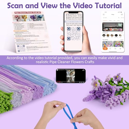 EARLY MINDS 500 Pcs Pipe Cleaners Craft Kit for Flower Making, Complete DIY Bouquet Set with Chenille Stems, Craft Wire, S...