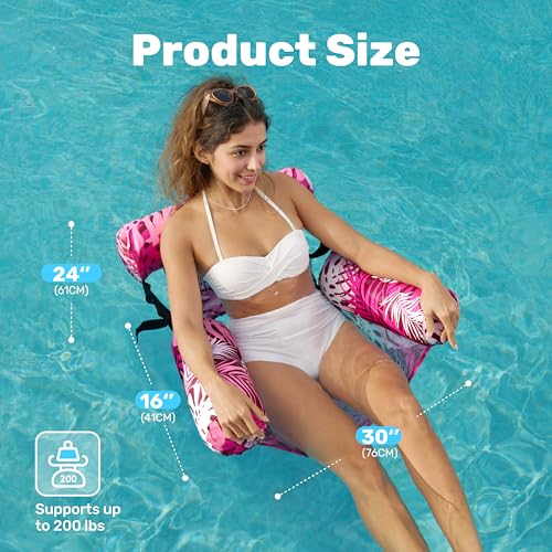 SLOOSH Pool Floats Chairs Adult, 3 Packs Inflatable Lounge Chairs,Blow up Pool Noodles Floats for Adults,Water Floating fo...