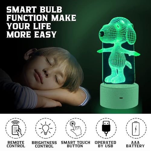 YARRD Dog Animal 3D Lamp Night Light Touch Table Desk Lamps 7 Color Changing Lights with Acrylic Flat & ABS Base & USB Cha...