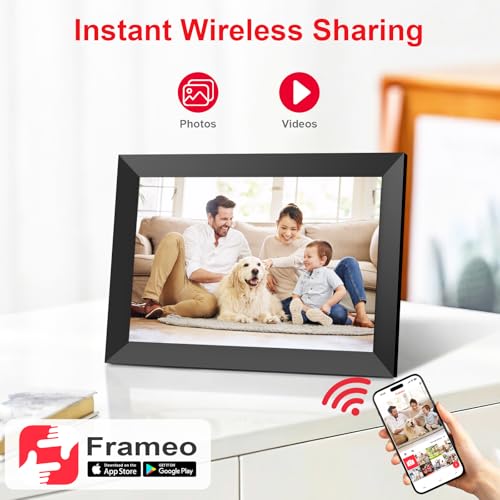 Frameo 10.1 Inch WiFi Digital Picture Frame, Digital Photo Frame with 1280x800 HD IPS Touch Screen, Auto-Rotate, Wall Moun...