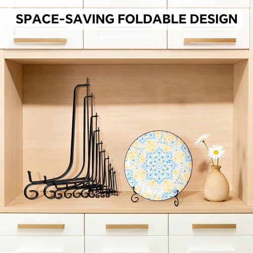(4 pack)Iron Display Stand, Black Iron Easel Plate Display Photo Holder Stand, Displays Picture Frames, Decorative Plates,...