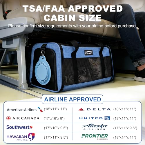 Pet Carrier Airline Approved, Soft Sided Cat Carrier for Small Pets up to 13 lbs, TSA Approved Dog Travel Bag with Foldabl...