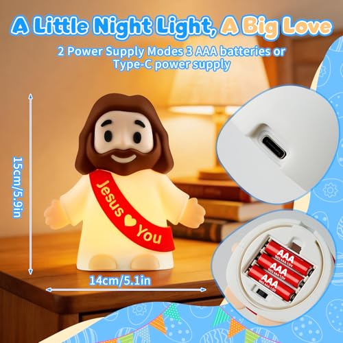 GZJQW Jesus Night Light, Jesus Love You Night Light for Kids, 3-Speed Adjustable Silicone Touch Control Nightlight, Table ...