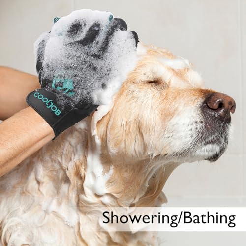 COOLJOB Patented Pet Grooming Gloves with Web, Reusable Washable Cleaning Brush Massage Hair Remover for Short Long Haired...