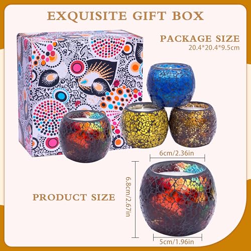 Mosaic Glass Scented Candles, Stress Relief Aromatherapy Candle for Home Scented, Vanilla Lavender Rose Coffee Soy Candles...