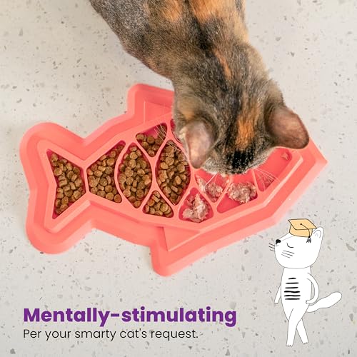 Catstages Fishie Fun Feed Mat – Non-Slip Slow Feeder Mat for Cats with Catnip, Crinkle Sounds & Engaging Play, ½ Cup Food ...