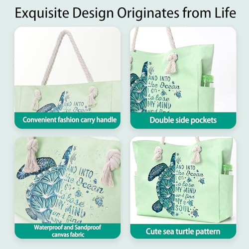 Apxouans Beach Bags for Women Large Waterproof Beach Travel Tote Bags Sandproof Swim Pool Bag Canvas Zipper Big Tote