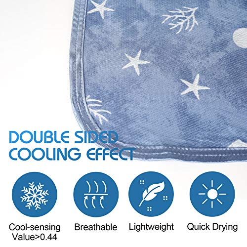 Ailemei Direct Cooling Throw Blanket with Double Sided Cold Effect, Lightweight Breathable Summer Coastal Theme Bed Blanke...