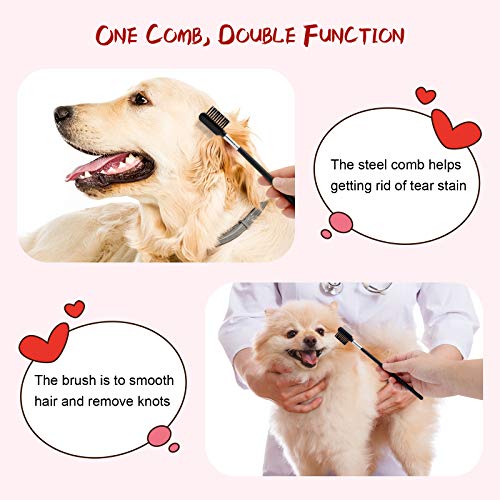 GUBCUB Pets Grooming Comb Kit for Small Dogs Puppies For Tear Stain Remover, 2-in-1 with Round Teeth to Remove Knots Crust...