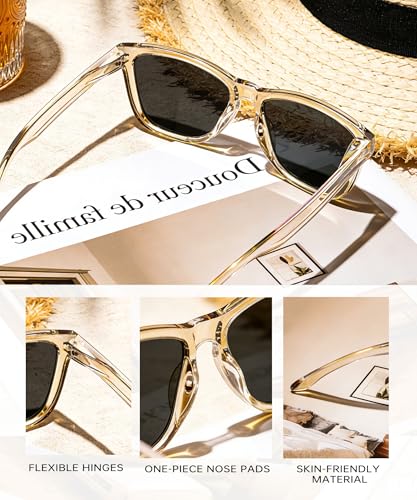 KALIYADI Womens-Sunglasses Polarized Sunglasses Womens: Retro Trendy Sun Glasses with UV400 Protection for Travel Driving
