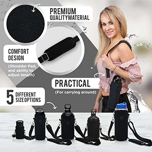 Made Easy Kit Neoprene Water Bottle Carrier Holder with Adjustable Shoulder Strap for Insulating & Carrying Water Containe...