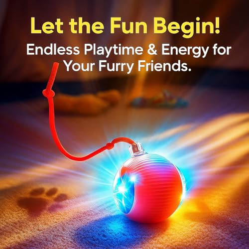 Purrmitive 2026 Durable Interactive Cat Toys for Indoor Cats, Dog Toys Ball, Rolling Pet Ball, Smart Automatic Cat Chase B...