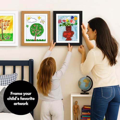 Americanflat Kids Artwork Frame Changeable (Black) - Magnetic Door Holds 100 Art Pieces - 8.5x11 Letter Size Display with ...