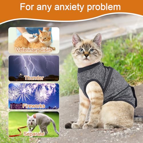 SoeKoa Cat Anxiety Jacket, Anxiety Vest for Cats, Jackets for Cats Only, Self-Adhesive Adjustable Pet Cat Calming Wrap Shi...