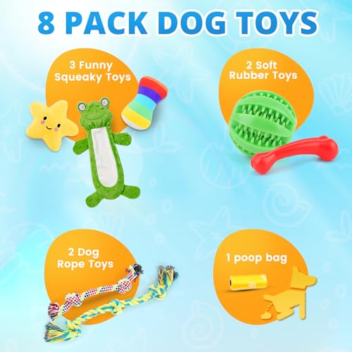 LOYEE 8 Pack Puppy Toys for Small Dogs, Luxury Dog Chew Toys with Squeaky Plush Toys, Rope Toys and Ball, Teething Toys fo...