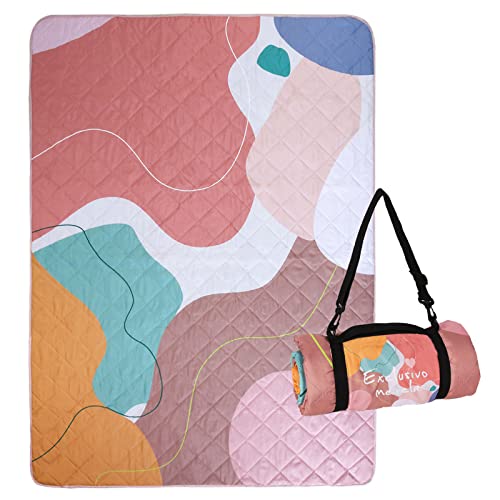 Exclusivo Mezcla Waterproof Picnic Blanket 60x80 Inches Large Multicolor Floral Polyester Sandproof Modern Camping Blanket