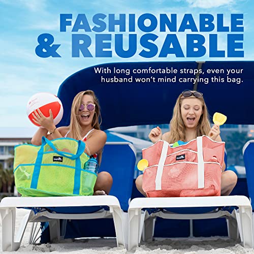 Dejaroo Mesh Sand Free Bag - Strong Lightweight Bag For Beach & Vacation Essentials. Tons of Storage!