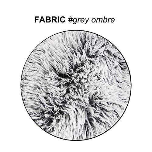 Uhomy 2 Packs Fluffy Accent Pillows Cover 20"x20", Soft Gray Ombre Faux Fur Throw Pillow Case, Modern Luxury Decorative Sq...