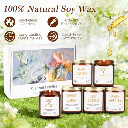 Candles for Home Scented - 42oz Soy Wax Candles Non Toxic, Spring Scented Candles with Lavender, Coconut, Jasmine, Sage, L...