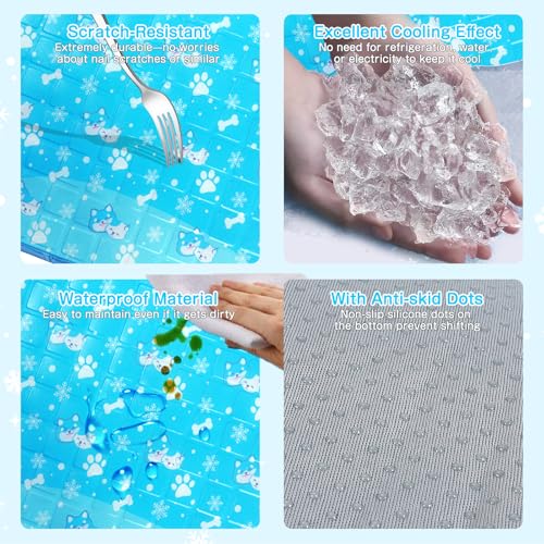 Yoheueoa Dog Cooling Mat, Pet Cooling Mat with Non-Toxic Solid Gel, Self-Cooling Pad for Dogs, Waterproof, Durable Cooling...