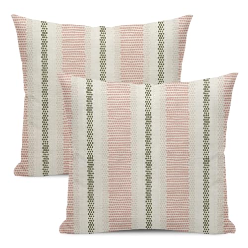 Boho Pillow Covers 20x20 Set of 2 Sage Green Pink Stripe Polka Dot Throw Pillow Covers Outdoor Decoration Modern Abstract ...