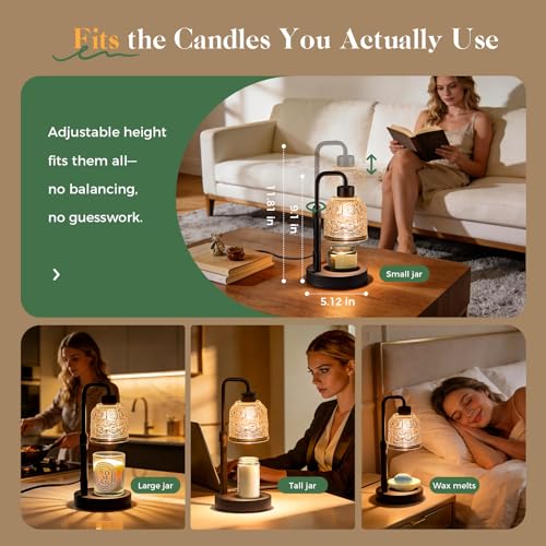 Candle Warmer Lamp with Timer Dimmer, Adjustable Height Wax Melt Warmer for Jar Candles, Housewarming Gift, Birthday Mothe...