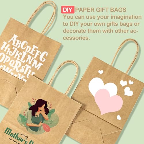 MAQIHAN Small Kraft Bags with Handles - 15 Pcs Small Kraft Paper Bags Brown Bag Paper with Candy Birthday Party Favor Craf...