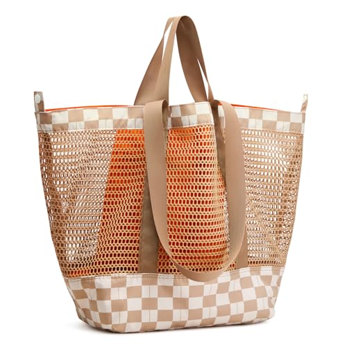 G4Free Mesh Beach Bags for Women Men Extra Large Packable Beach Tote Bag Reversible Travel Pool Shopping