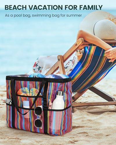 DOFOWORK Beach Bags for Women - Large Tote Bag with Wet Pocket, Waterproof Sandproof with Zipper