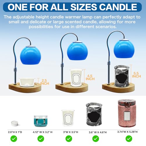DALUXshop Candle Warmer Lamp with Timer 2H/4H/8H, Adjustable Height Dimmable Candle Lamp with 2 Bulbs, Wax Melt Warmer for...